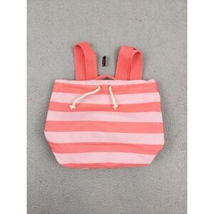 Victoria's Secret Backpack Womens Small Pink Stripe Insulated Cooler Drawstring